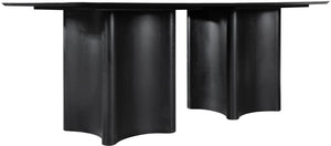 Meridian Furniture Corvina Stone Top Dining Table with Sculptural Oak Veneer Base for Modern Rooms Black 78 inches 941Black-T