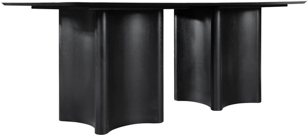 Meridian Furniture Corvina Stone Top Dining Table with Sculptural Oak Veneer Base for Modern Rooms Black 78 inches 941Black-T