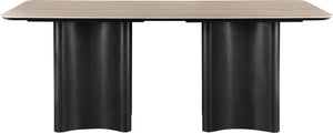 Meridian Furniture Corvina Stone Top Dining Table with Sculptural Oak Veneer Base for Modern Rooms Black 78 inches 941Black-T