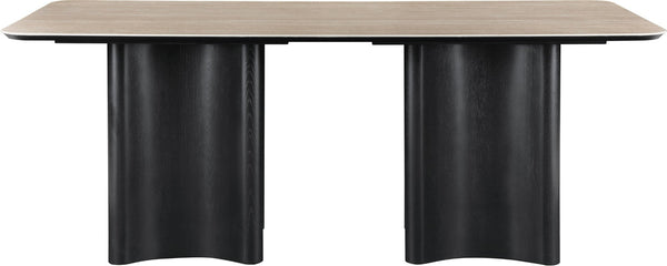 Meridian Furniture Corvina Stone Top Dining Table with Sculptural Oak Veneer Base for Modern Rooms Black 78 inches 941Black-T