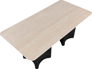 Meridian Furniture Corvina Stone Top Dining Table with Sculptural Oak Veneer Base for Modern Rooms Black 78 inches 941Black-T