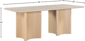 Meridian Furniture Corvina Stone Top Dining Table with Sculptural Oak Veneer Base for Modern Rooms Natural 78 inches 941Natural-T