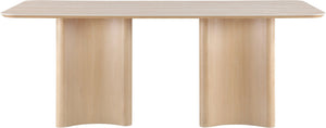 Meridian Furniture Corvina Stone Top Dining Table with Sculptural Oak Veneer Base for Modern Rooms Natural 78 inches 941Natural-T