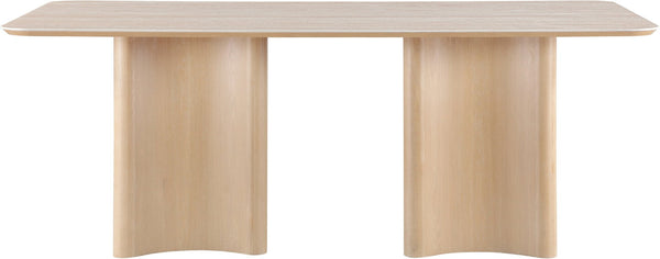 Meridian Furniture Corvina Stone Top Dining Table with Sculptural Oak Veneer Base for Modern Rooms Natural 78 inches 941Natural-T