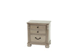 English Elm Classic Bedroom Formal Nightstand Antique Silver Finish 2-Drawers 1 Piece Bedside Table Plywood Furniture