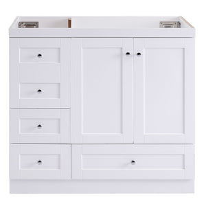 English Elm [cabinet Only] 36 Inch Shaker Bathroom Vanity with Soft Close Drawers and Enclosed Storage White N729P414617K
