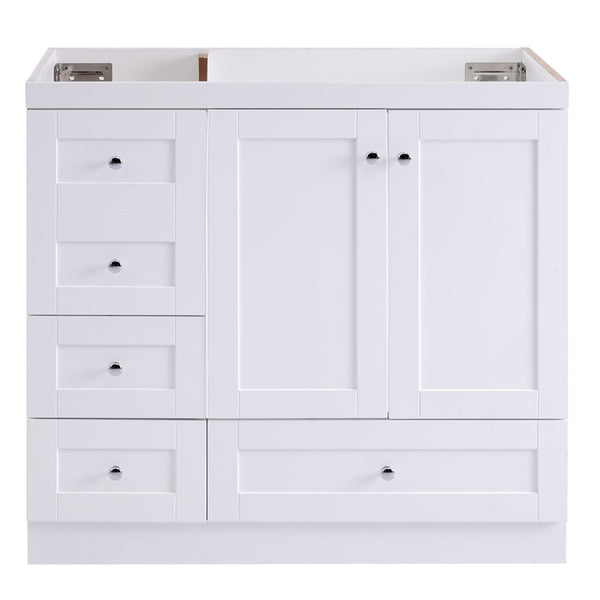 English Elm [cabinet Only] 36 Inch Shaker Bathroom Vanity with Soft Close Drawers and Enclosed Storage White N729P414617K