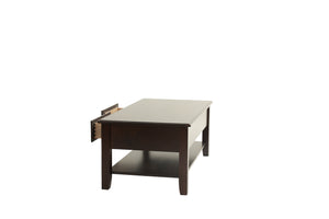 English Elm Classic Modern wooden coffee table with Ogumi veneer top, drawers & lower shelf for stylish storage Antique Black,Espresso 28 L x 10 W x 51 H B011P395606