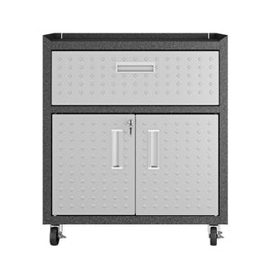 English Elm Rolling Metal Garage Cabinet with Locking Doors Diamond Texture Industrial Storage Dark Grey B365P398218