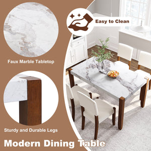 English Elm 46.5" Modern Faux Marble Dining Table with Solid Wood Legs, Seats 4, 250lb Capacity, Easy Assembly WF321684AAK