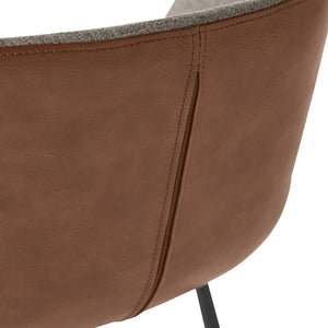 Sunpan Waldo Counter Stool - Stylish Mid-Century Modern Design with Black Bonded Leather and Iron Legs November Grey / Cinnamon Brown