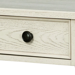 English Elm Large Cottage Nightstand with Spindle Legs Open Shelf and Drawer for King Beds Antique Cream B035P408397