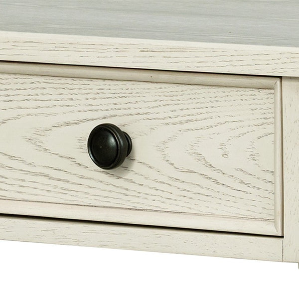 English Elm Large Cottage Nightstand with Spindle Legs Open Shelf and Drawer for King Beds Antique Cream B035P408397