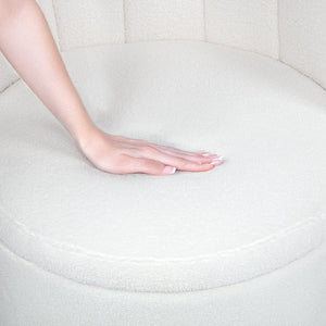 English Elm 360 Swivel Bouclé Sofa Chair with Hidden Storage Compartment, Ergonomic Plush Cushioning for Cozy Living Spaces Beige 28.75 L x 28 W x 20.5 H W1716P196476