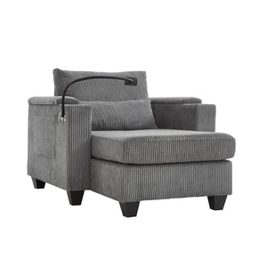 English Elm Convertible Chaise Lounge Sofa Chair With Usb Ports, Storage & Cup Holders – Ideal For Small Spaces! N719S002021E