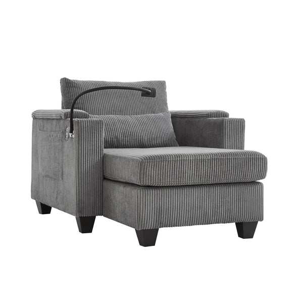 English Elm Convertible Chaise Lounge Sofa Chair With Usb Ports, Storage & Cup Holders – Ideal For Small Spaces! N719S002021E