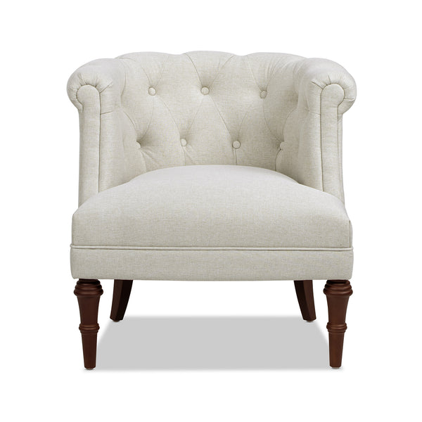 English Elm Jennifer Taylor Home - Katherine Tufted Accent Chair Sand Beige Polyester - Handcrafted Barrel Back, High-Density Foam Comfort B2719P364404