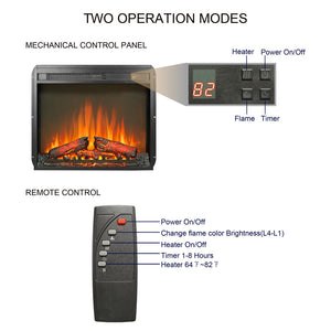 English Elm 23 Inch Electric Fireplace Insert with Led Log Set Remote Timer and 5000 Btu Heat W1769P164927