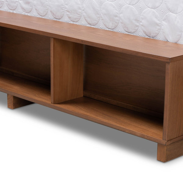 Baxton Studio Baxton Studio Modern Platform Storage Bed with 4 Drawers, Built-In Shelves, and Adjustable Headboard Tamsin Queen Tamsin-Ash Walnut-Queen