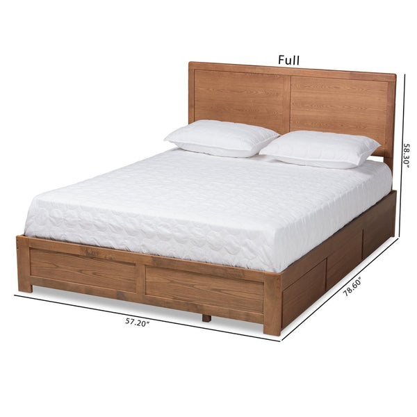 Baxton Studio Baxton Studio Modern Platform Bed with 3 Storage Drawers, Adjustable Headboard, Ash Walnut Finish Aras Queen Aras-Ash Walnut-Queen