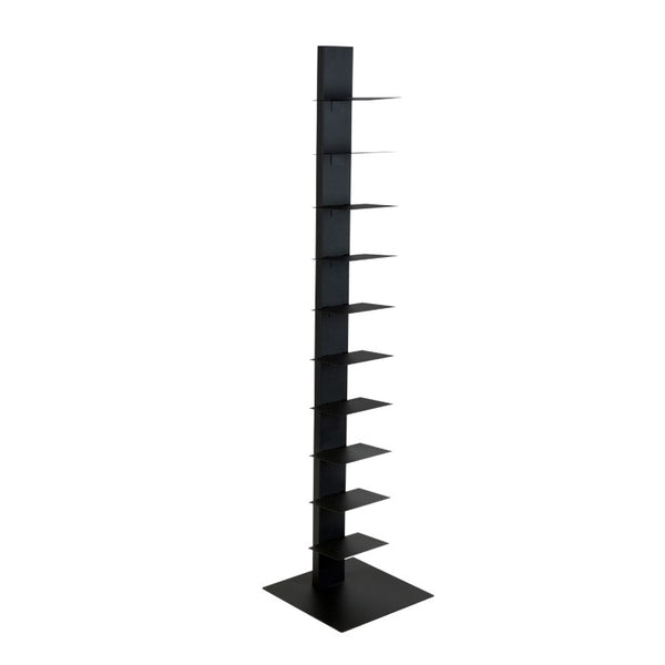 EuroStyle Sapiens Steel Tower Bookcase Ten Open Shelves Industrial Vertical Storage Unit Anthracite 94200ANTH-KIT