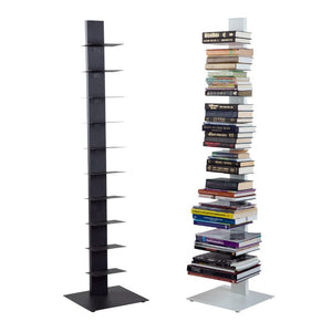 EuroStyle Sapiens Steel Tower Bookcase Ten Open Shelves Industrial Vertical Storage Unit Anthracite 94200ANTH-KIT