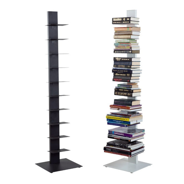 EuroStyle Sapiens Steel Tower Bookcase Ten Open Shelves Industrial Vertical Storage Unit Anthracite 94200ANTH-KIT