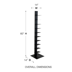 EuroStyle Sapiens Steel Tower Bookcase Ten Open Shelves Industrial Vertical Storage Unit Anthracite 94200ANTH-KIT
