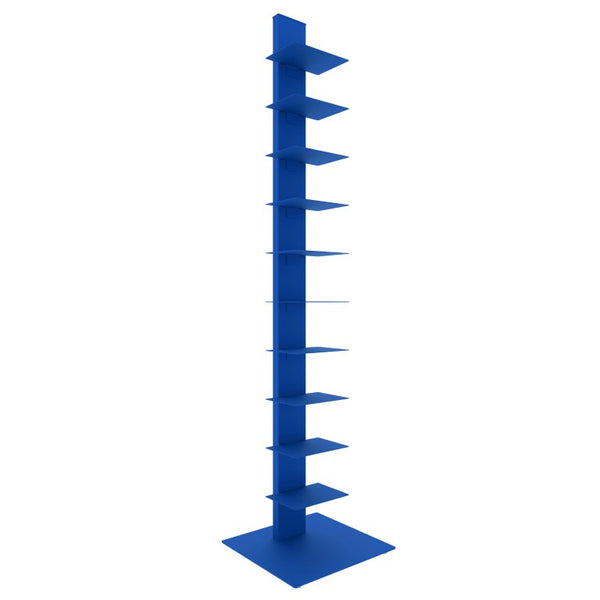 EuroStyle Sapiens Steel Tower Bookcase Ten Open Shelves Industrial Vertical Storage Unit Blue 94200BLU-KIT