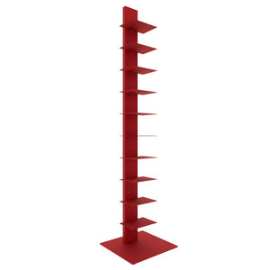 EuroStyle Sapiens Steel Tower Bookcase Ten Open Shelves Industrial Vertical Storage Unit Red 94200RED-KIT