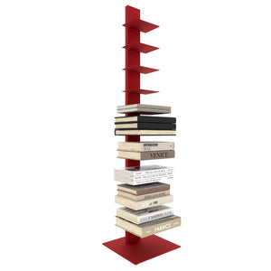 EuroStyle Sapiens Steel Tower Bookcase Ten Open Shelves Industrial Vertical Storage Unit Red 94200RED-KIT