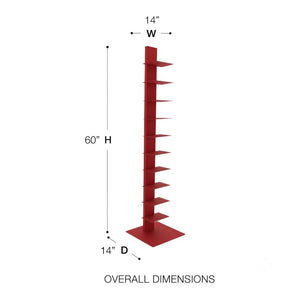 EuroStyle Sapiens Steel Tower Bookcase Ten Open Shelves Industrial Vertical Storage Unit Red 94200RED-KIT