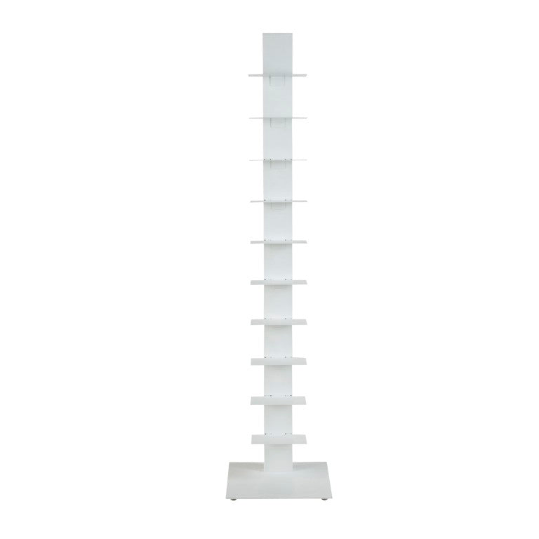EuroStyle Sapiens Steel Tower Bookcase Ten Open Shelves Industrial Vertical Storage Unit White 94200WHT-KIT