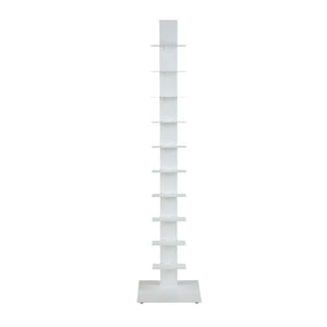 EuroStyle Sapiens Steel Tower Bookcase Ten Open Shelves Industrial Vertical Storage Unit White 94200WHT-KIT