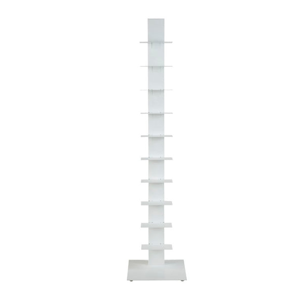 EuroStyle Sapiens Steel Tower Bookcase Ten Open Shelves Industrial Vertical Storage Unit White 94200WHT-KIT