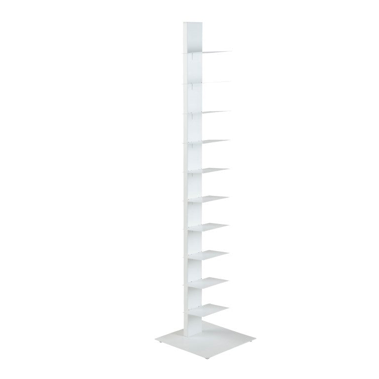 EuroStyle Sapiens Steel Tower Bookcase Ten Open Shelves Industrial Vertical Storage Unit White 94200WHT-KIT