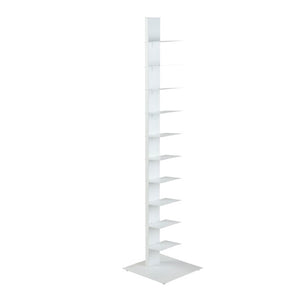 EuroStyle Sapiens Steel Tower Bookcase Ten Open Shelves Industrial Vertical Storage Unit White 94200WHT-KIT