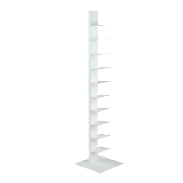 EuroStyle Sapiens Steel Tower Bookcase Ten Open Shelves Industrial Vertical Storage Unit White 94200WHT-KIT