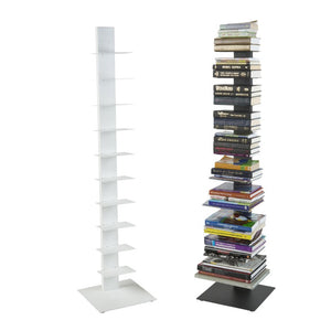 EuroStyle Sapiens Steel Tower Bookcase Ten Open Shelves Industrial Vertical Storage Unit White 94200WHT-KIT