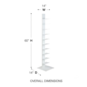 EuroStyle Sapiens Steel Tower Bookcase Ten Open Shelves Industrial Vertical Storage Unit White 94200WHT-KIT