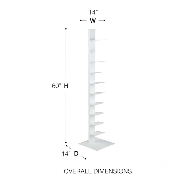 EuroStyle Sapiens Steel Tower Bookcase Ten Open Shelves Industrial Vertical Storage Unit White 94200WHT-KIT