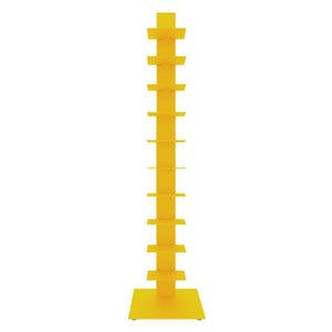 EuroStyle Sapiens Steel Tower Bookcase Ten Open Shelves Industrial Vertical Storage Unit Yellow 94200YEL-KIT