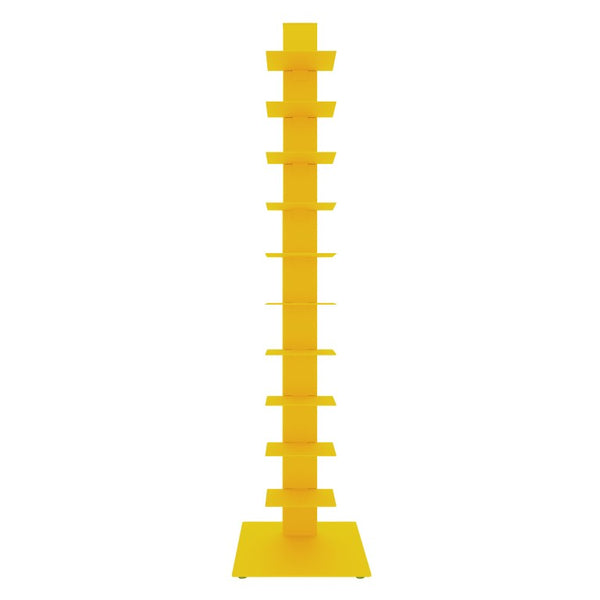 EuroStyle Sapiens Steel Tower Bookcase Ten Open Shelves Industrial Vertical Storage Unit Yellow 94200YEL-KIT