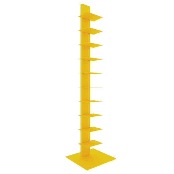 EuroStyle Sapiens Steel Tower Bookcase Ten Open Shelves Industrial Vertical Storage Unit Yellow 94200YEL-KIT