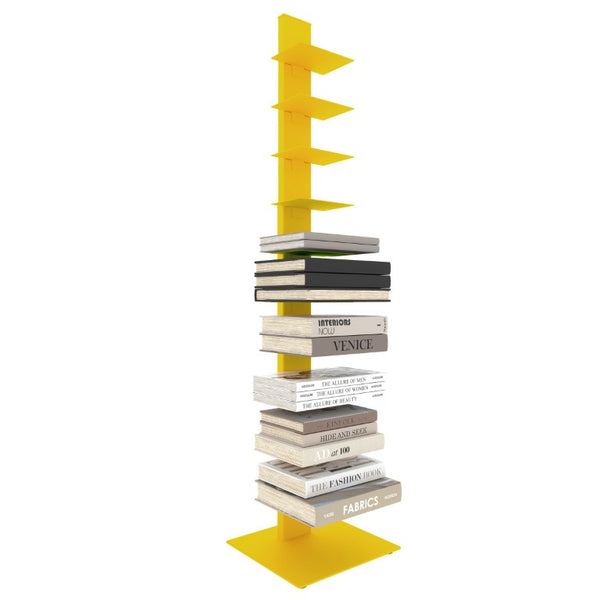 EuroStyle Sapiens Steel Tower Bookcase Ten Open Shelves Industrial Vertical Storage Unit Yellow 94200YEL-KIT