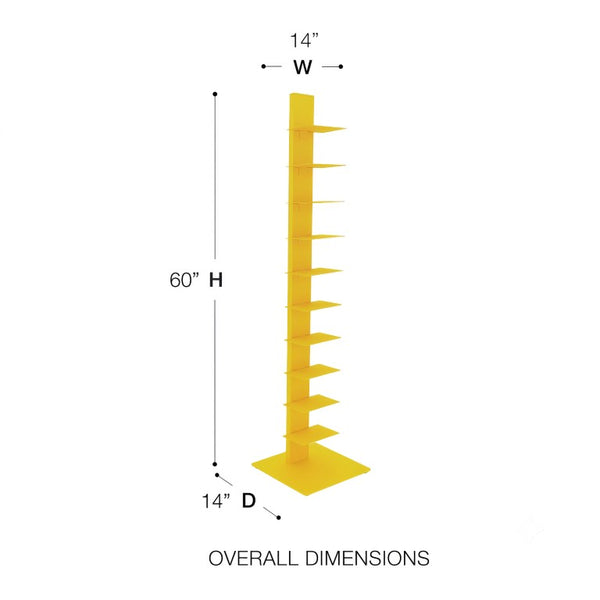 EuroStyle Sapiens Steel Tower Bookcase Ten Open Shelves Industrial Vertical Storage Unit Yellow 94200YEL-KIT