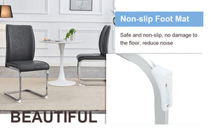 English Elm Luxury Arch Chair Set Of 8 - Dark Gray Crazy Horse Pu With Sturdy Silver Legs For Modern Dining W1151S03066