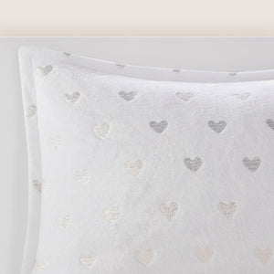 English Elm 4 Pcs Elegant Metallic Printed Plush Comforter Set For Full/Queen Beds With Cozy Throw Pillow B035P319890