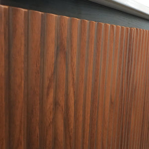 English Elm 30 Inch Floating Bathroom Vanity Fluted Wood Grain Front with Ceramic Integrated Sink Walnut W3520S00028
