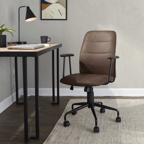 English Elm Office Chair with Faux Leather Upholstery Pneumatic Swivel Seat for Modern Workspaces B202P474196